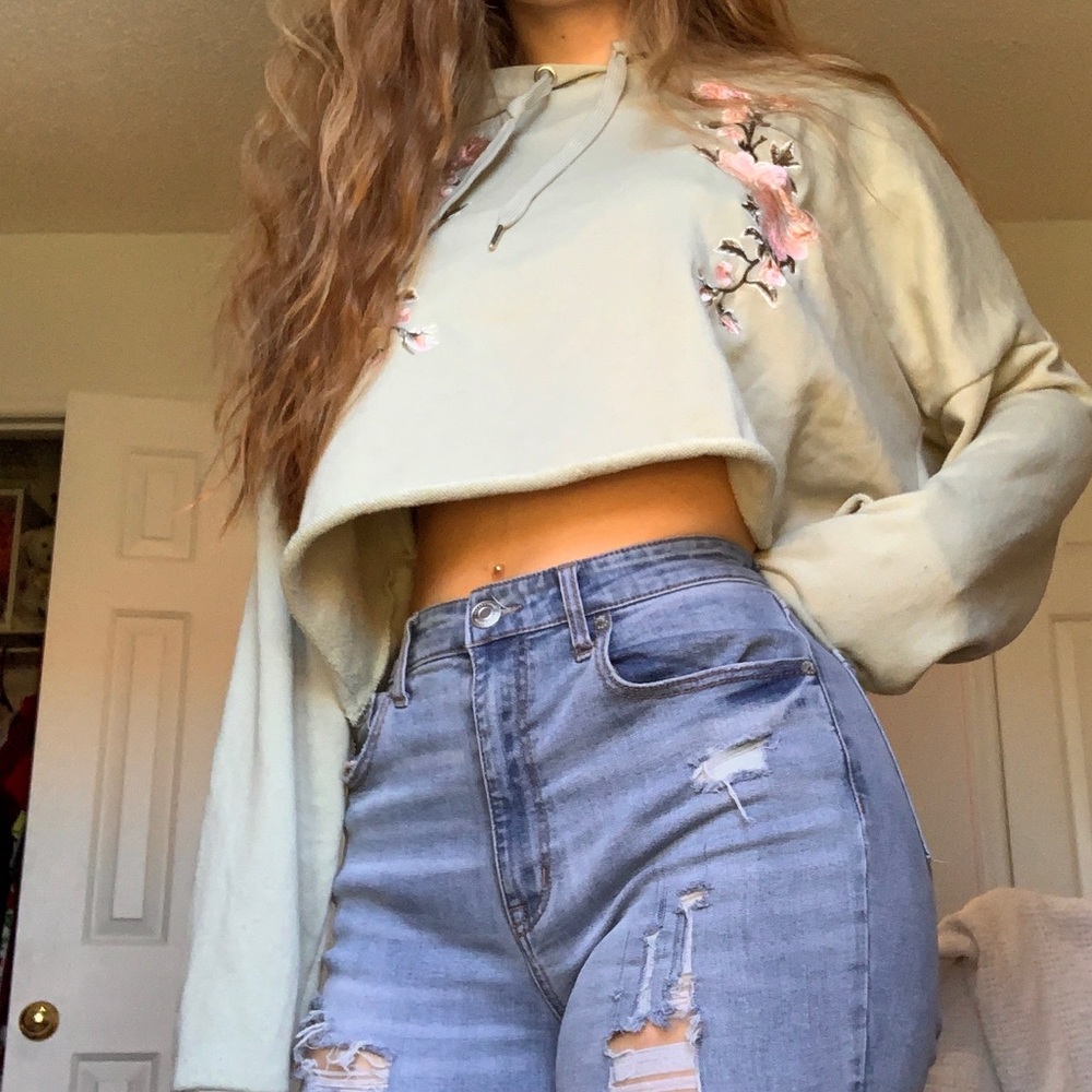 pale green cropped hoodie